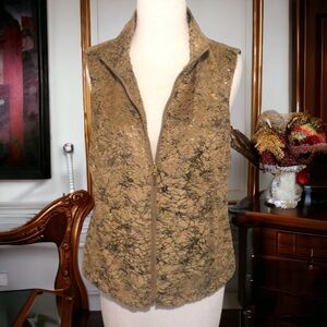 SPORT Haley Camel & Dark Brown Metallic Full Zip‎ Front Vest S NWOT